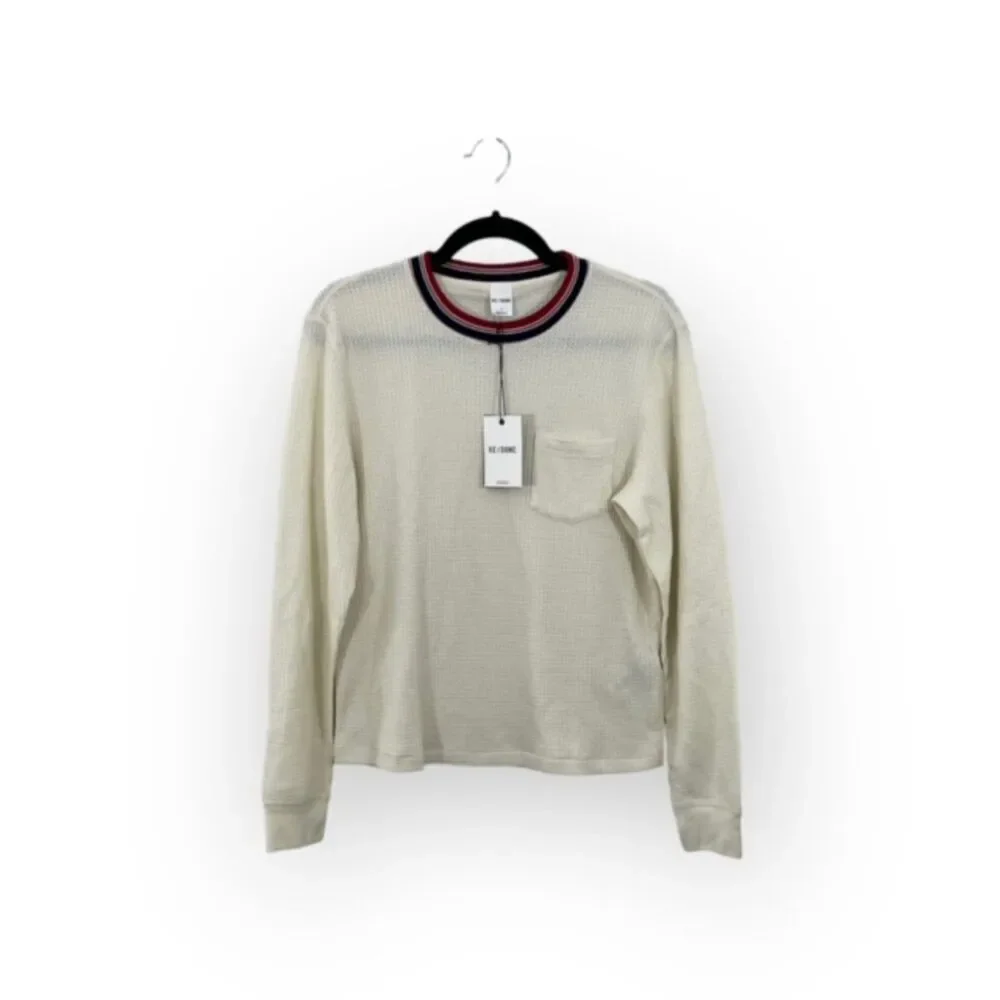 NWT RE/DONE Long Sleeve‎ Thermal Pocket Tee in Vintage White Size LARGE REDONE